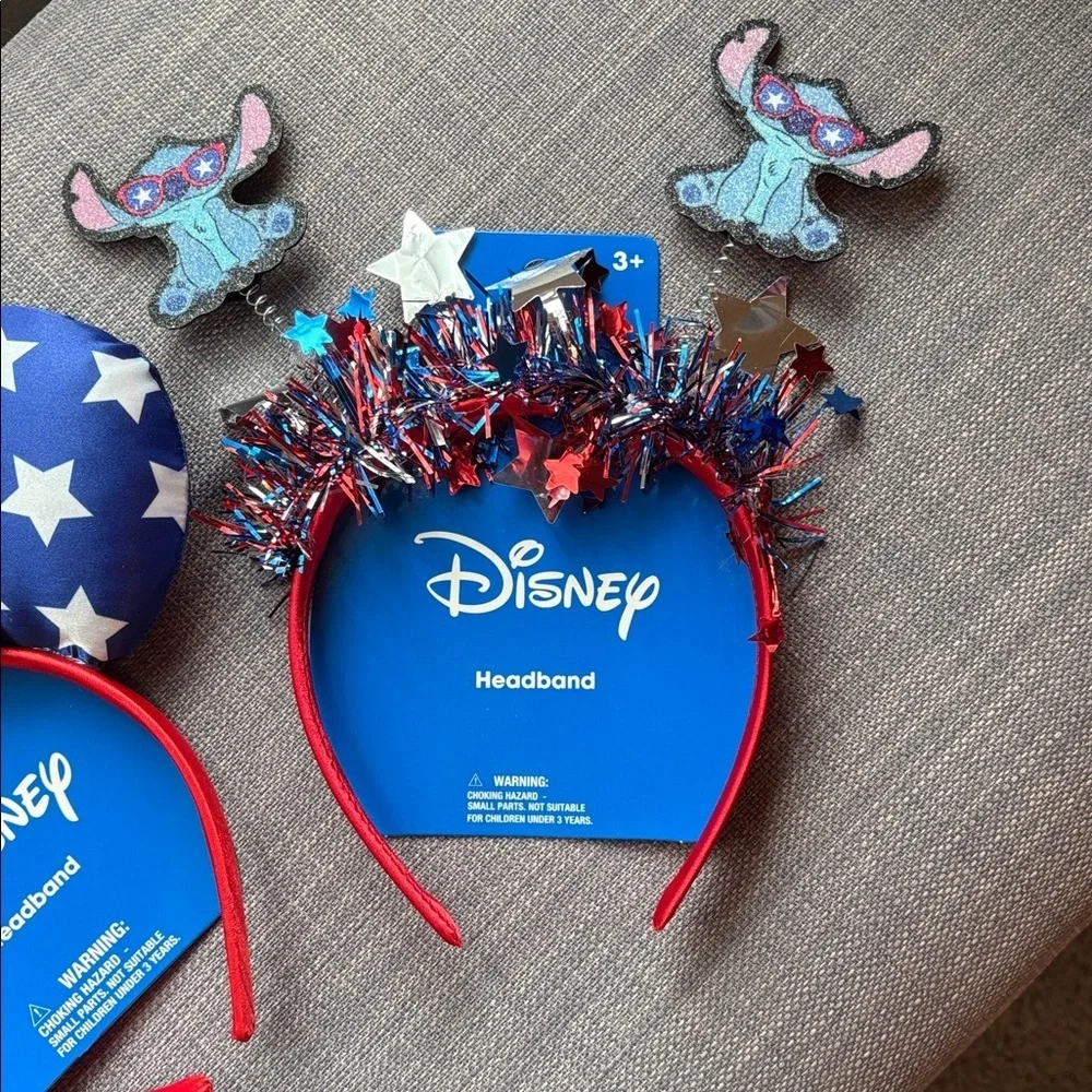 Disney Bundle Minnie Mouse And Stitch Headband Set - Red, Blue, Silver NWT